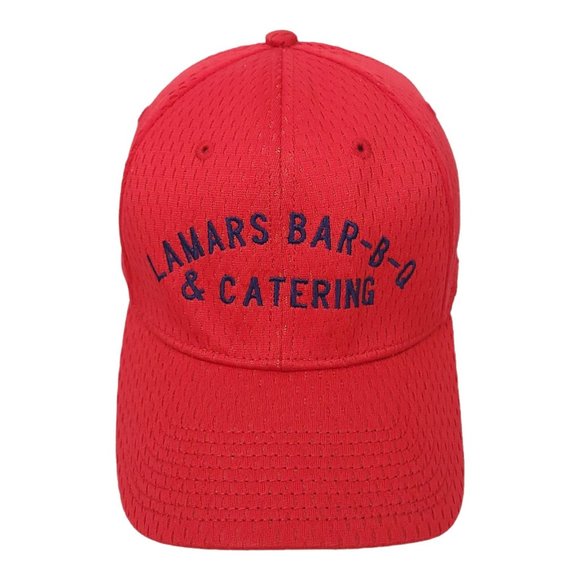 A-Flex Lamars Bar B Q Catering Size L XL Cap Fitted Trucker Red Hat - Picture 1 of 11